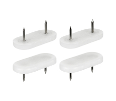 Kunststoffgleiter oval mit Nagel 45mm x 20mm Weiß