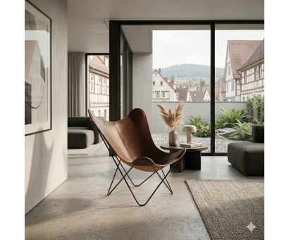 Butterfly Chair - Schmetterling Stuhl - braunes Rindsleder