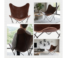 Butterfly Chair - Schmetterling Stuhl - braunes Rindsleder